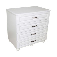 Comoda Dynasty Alb cu 4 sertare si blat MDF